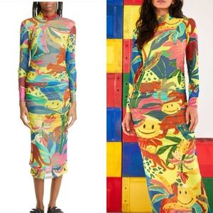 Farm Rio x Smiley Leopards Jungle Midi Tulle Dress bodycon colorful bright happy